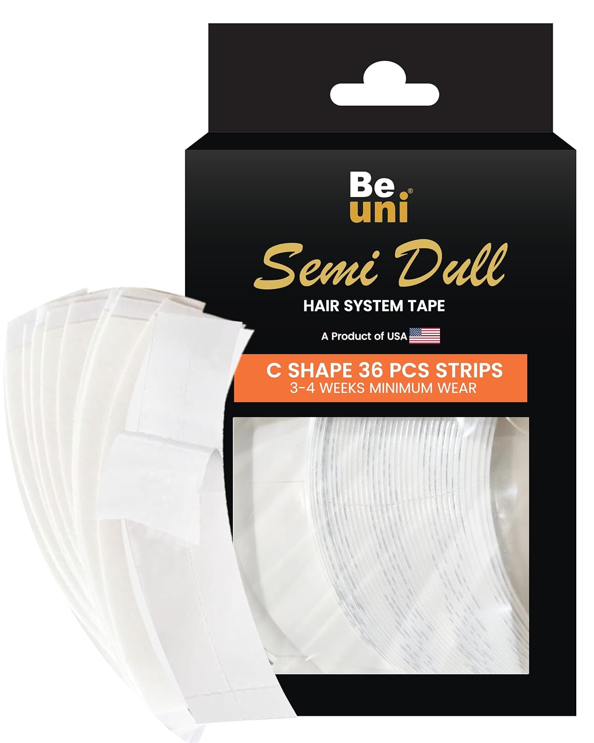 Premium Semi Dull No Shine Wig Tape Double Sided Transparent No Shine High Adhesive (36 Strips)