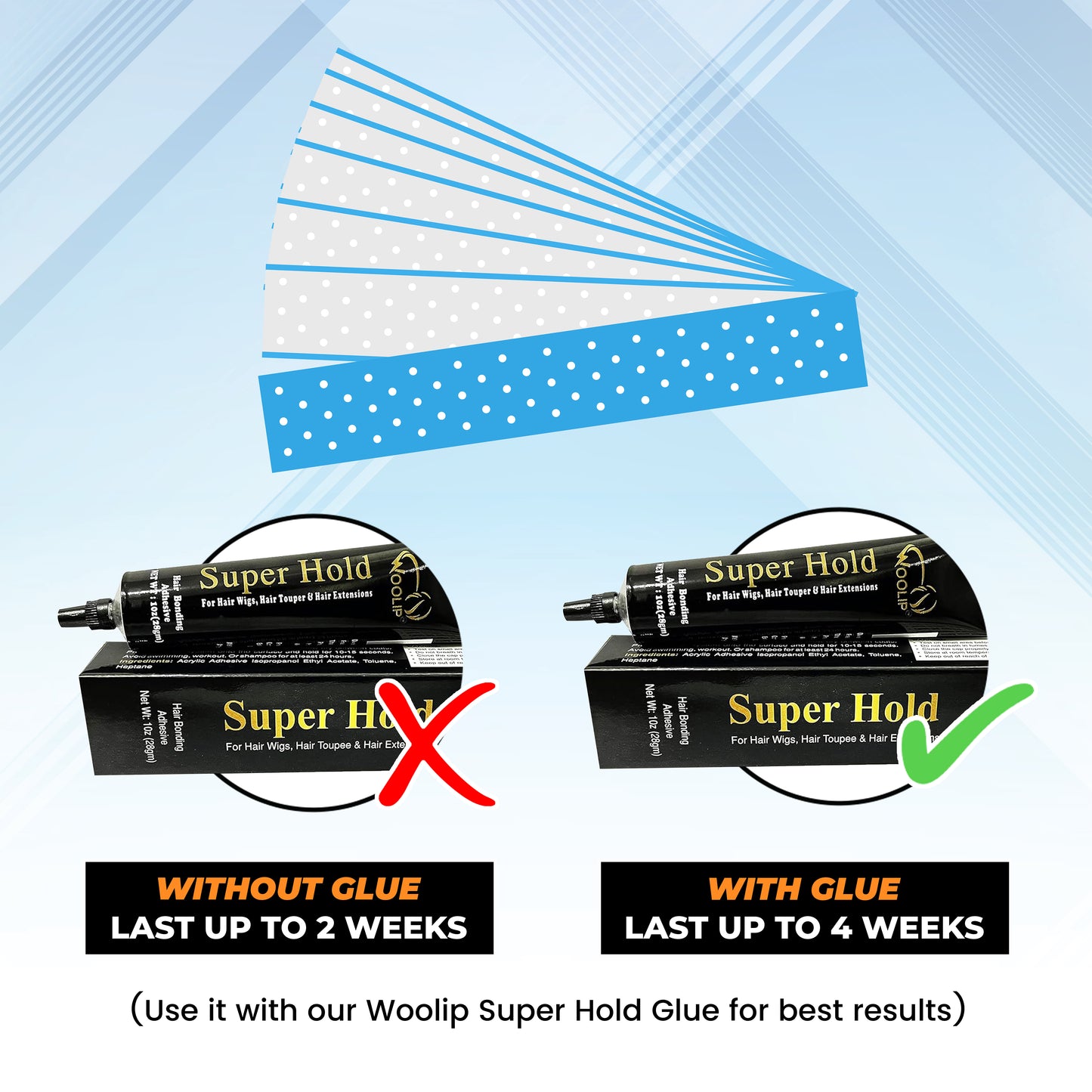 Woolip Extenda Bond Plus Bonding Strips With Holes Size - 1 1/2" X 12" (Blue - 5Pcs)