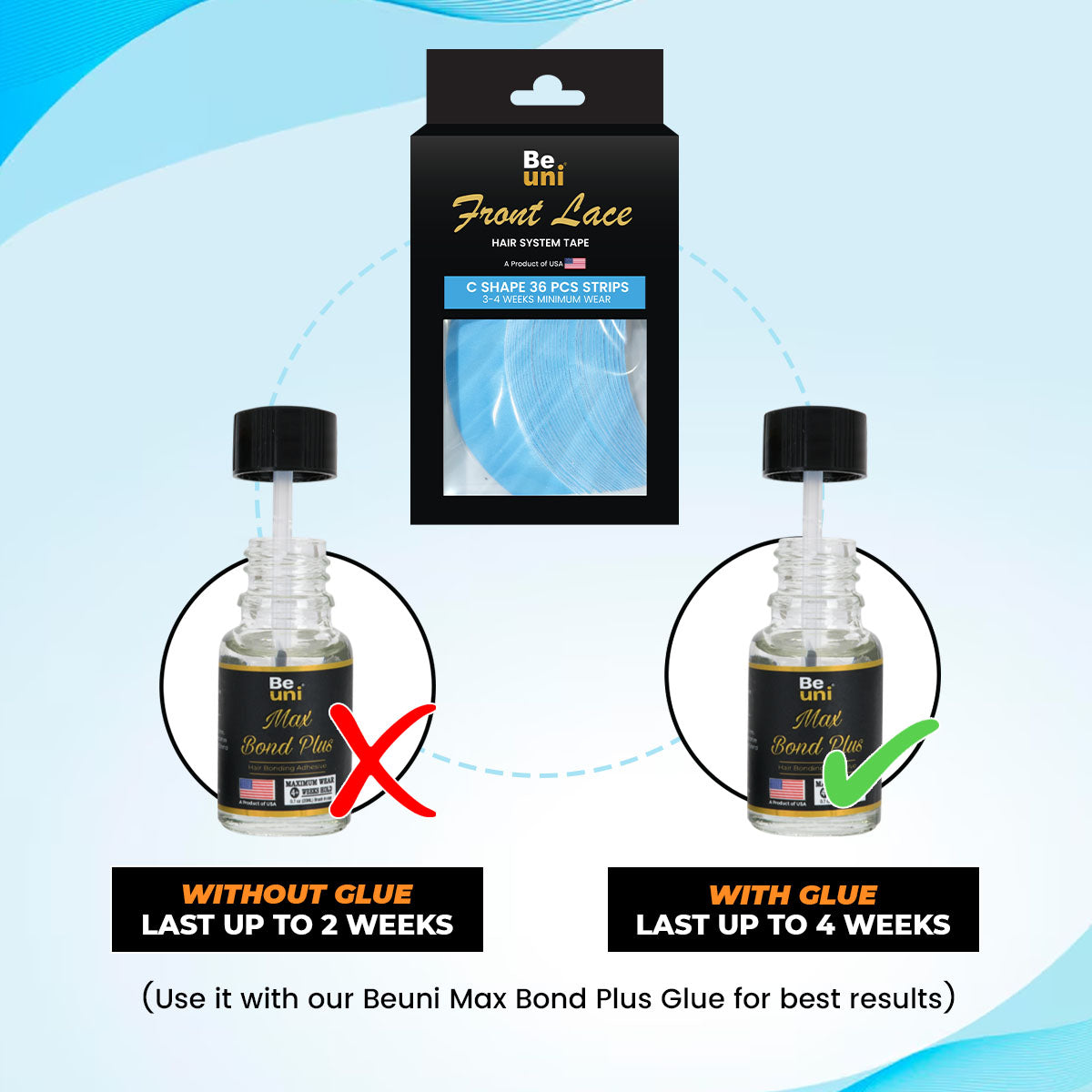 Premium Front Lace Support Double Sided Transparent (36 Pieces Tape Strips)