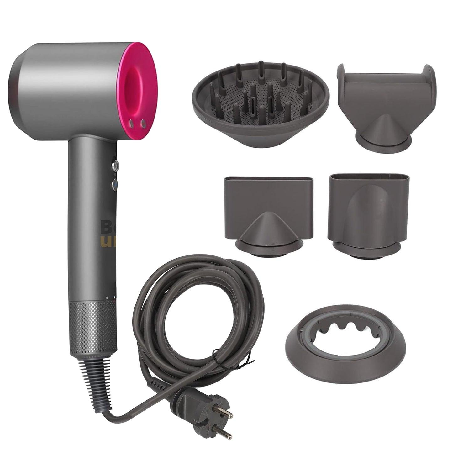Beuni Supersonic Hair Dryer (Extra Attachments)– Full Styling Kit with High-Speed Motor and 5 Magnetic Attachments