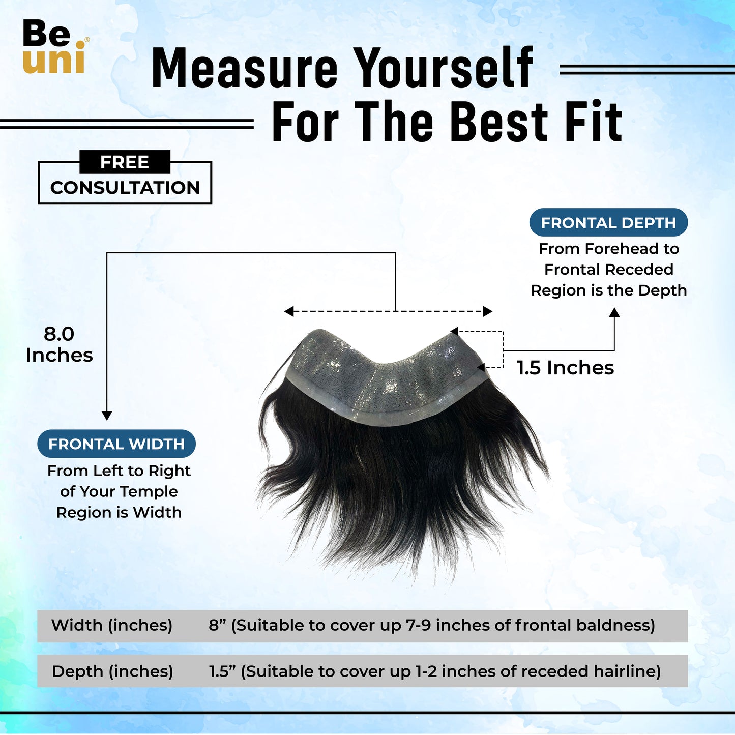 Beuni Frontal PU Skin Base Hair Patch for Invisible Frontline & Natural Coverage