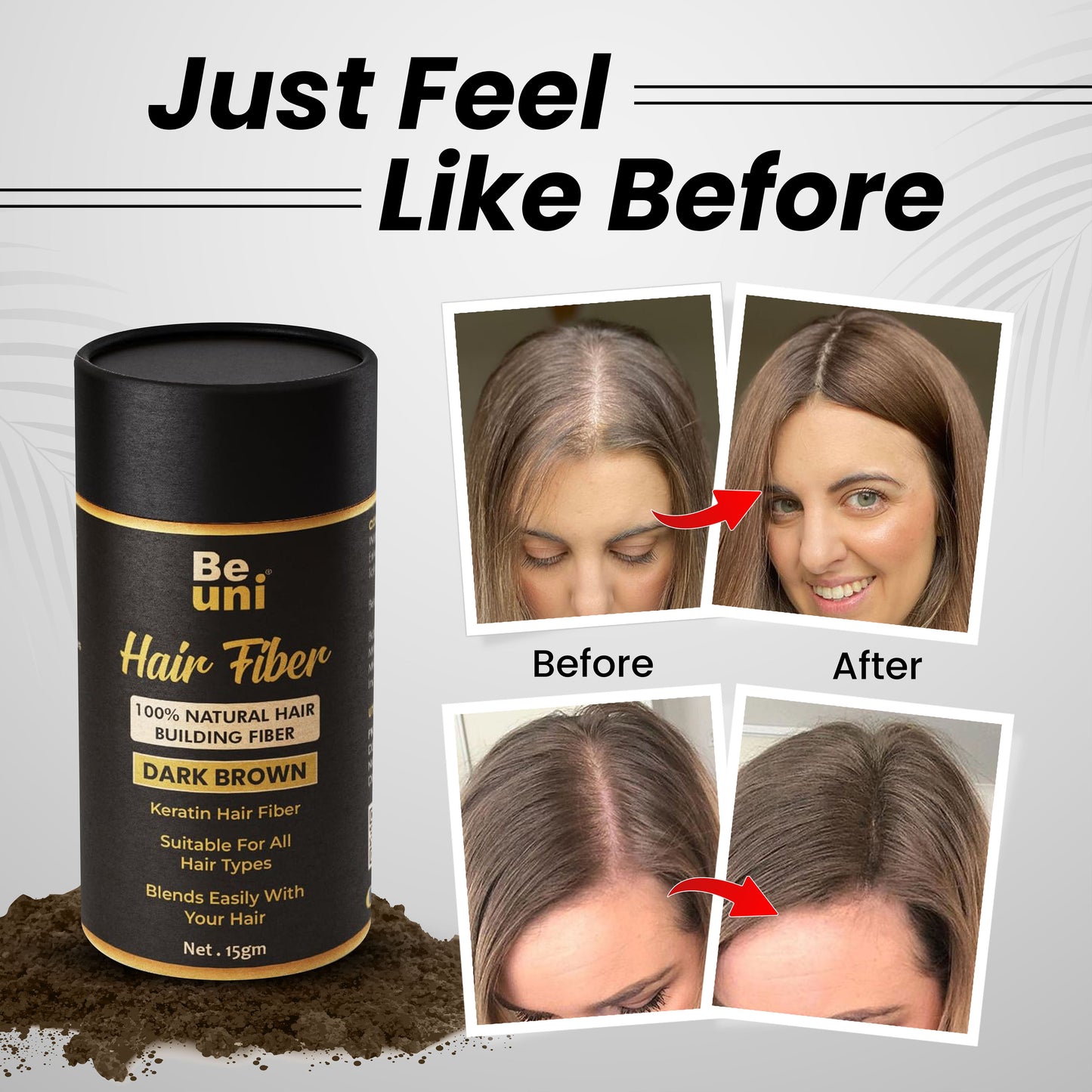 Beuni Hair Fibers for Women & Men (Dark Brown- 15 gm)