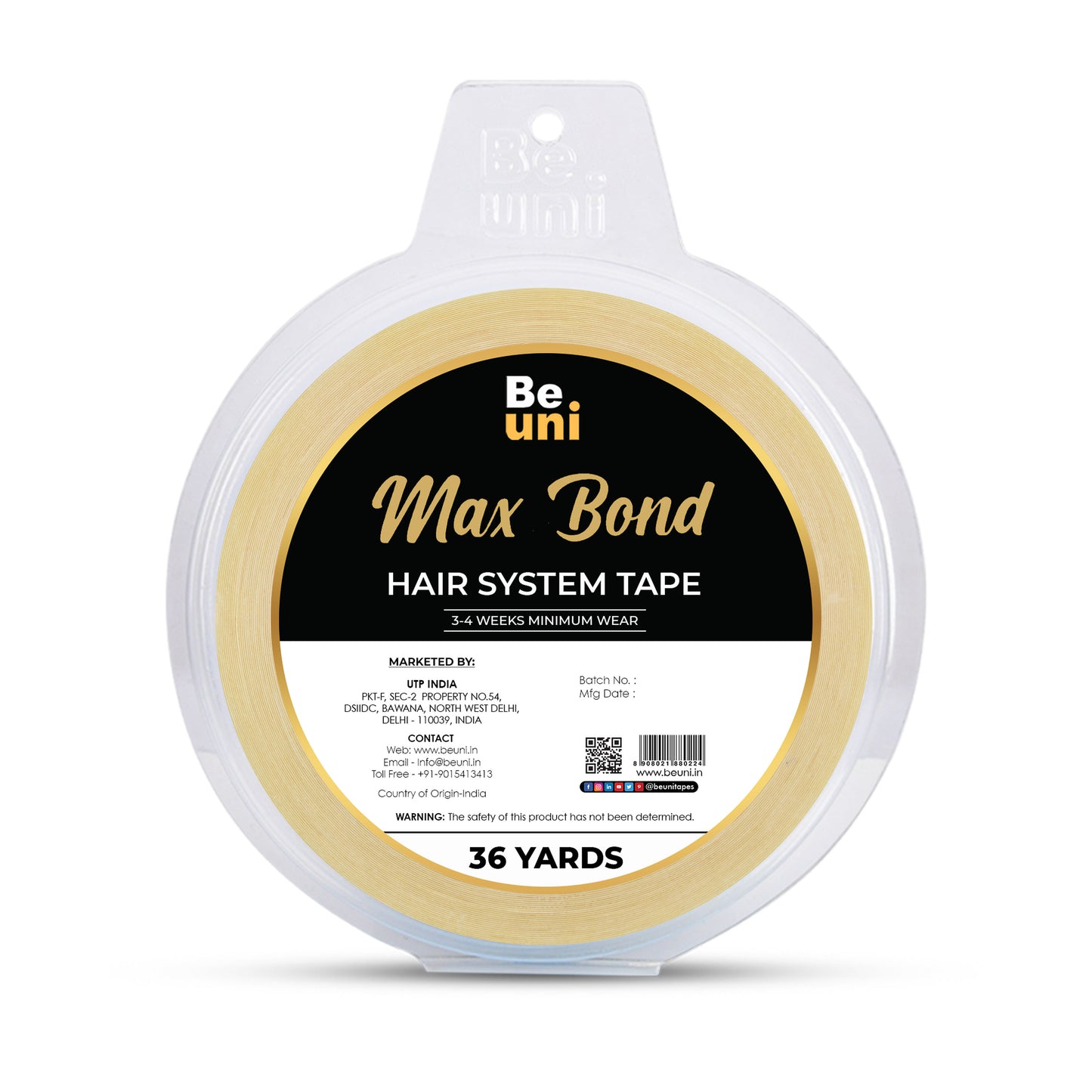 Premium Max Bond Double Sided Transparent Ultra Hold Tape for Wigs & Extensions (1″ x 36 YD)