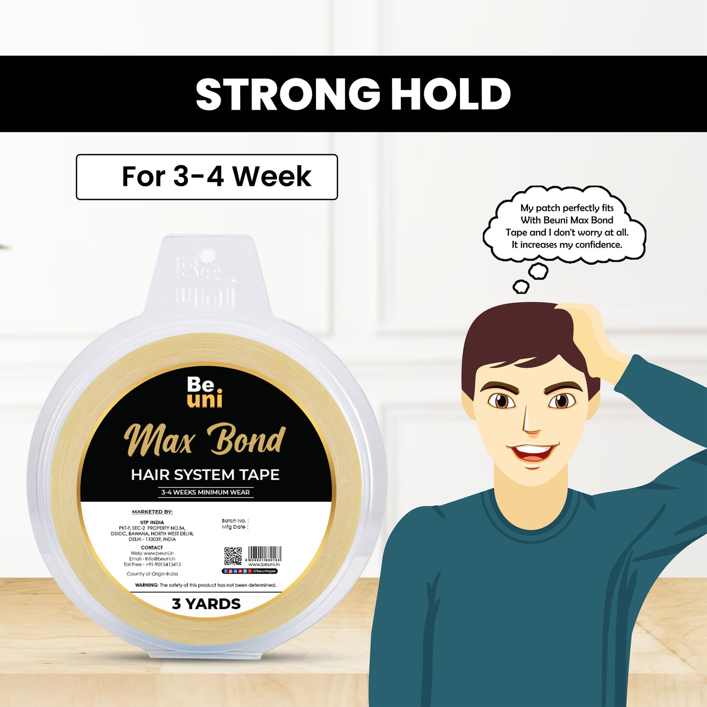 Premium Max Bond Double Sided Transparent Ultra Hold Patch Wig Tape(1″ x 3 YD ROLL)