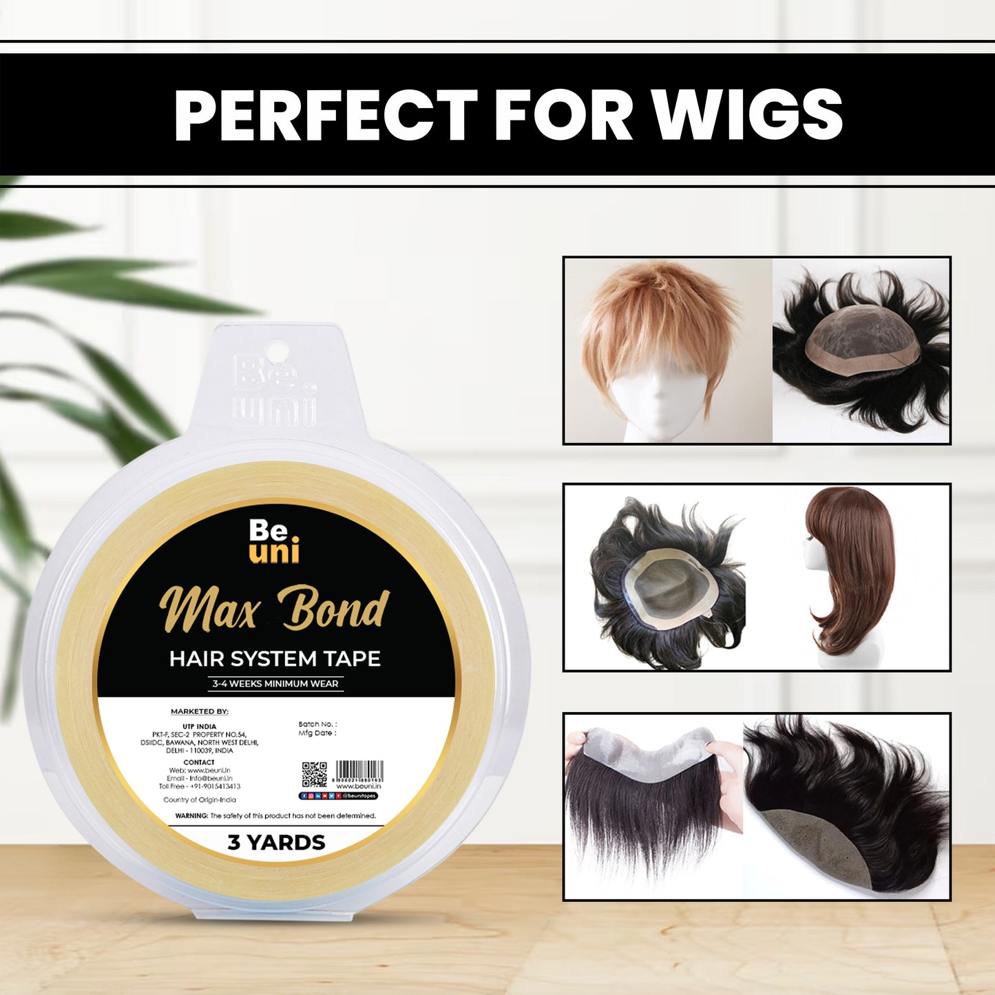 Premium Max Bond Double Sided Transparent Ultra Hold Patch Wig Tape(1″ x 3 YD ROLL)
