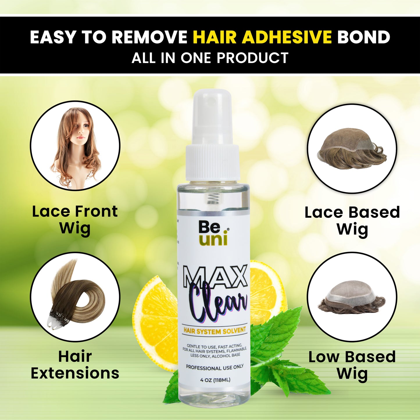 Premium Max Clear Hair Wig Adhesive Remover solvent 4oz (118ml)