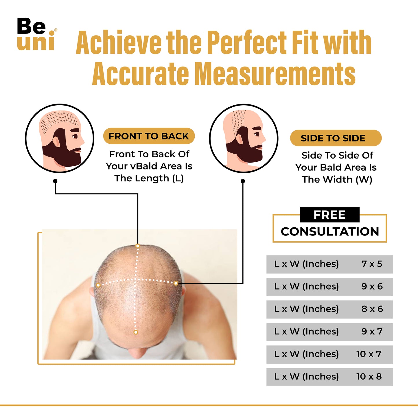 Beuni PU Skin Base Hair Toupee for Men 100% European Hair Replacement System, 0.03mm Thin Skin V-Looped Hair Patch for Men (Black)