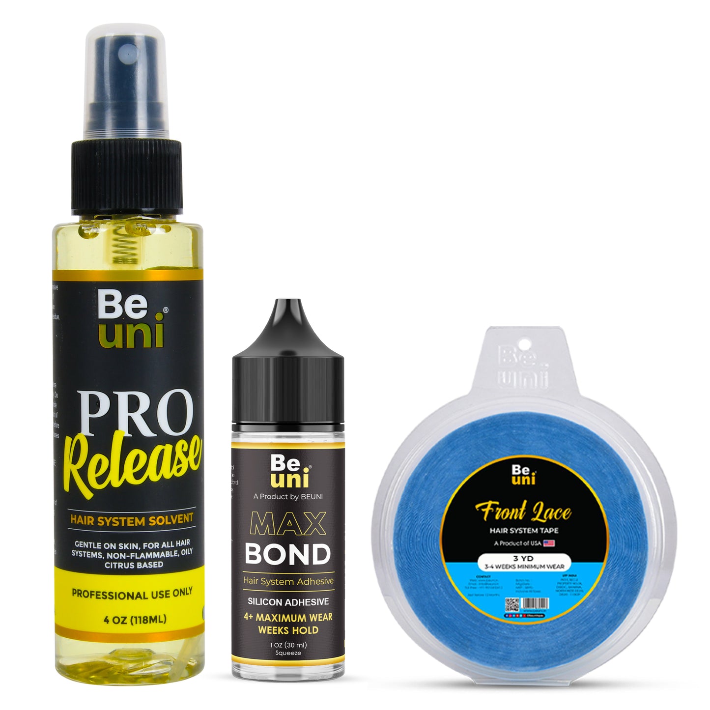 Max bond (30ml) + Pro Release Remover (118ml) + Front lace Tape (3yd)- Combo Pack