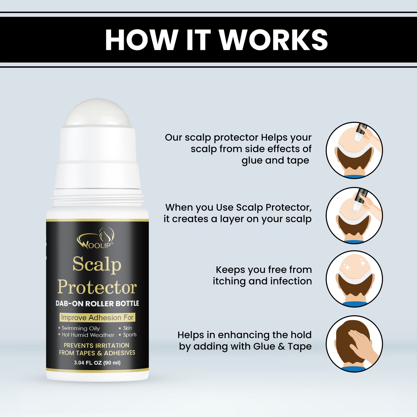 Woolip Scalp Protector Spray Prevents Irritation From Tape & Adhesive for Hair Wig & Patches (1 oz 90ML)