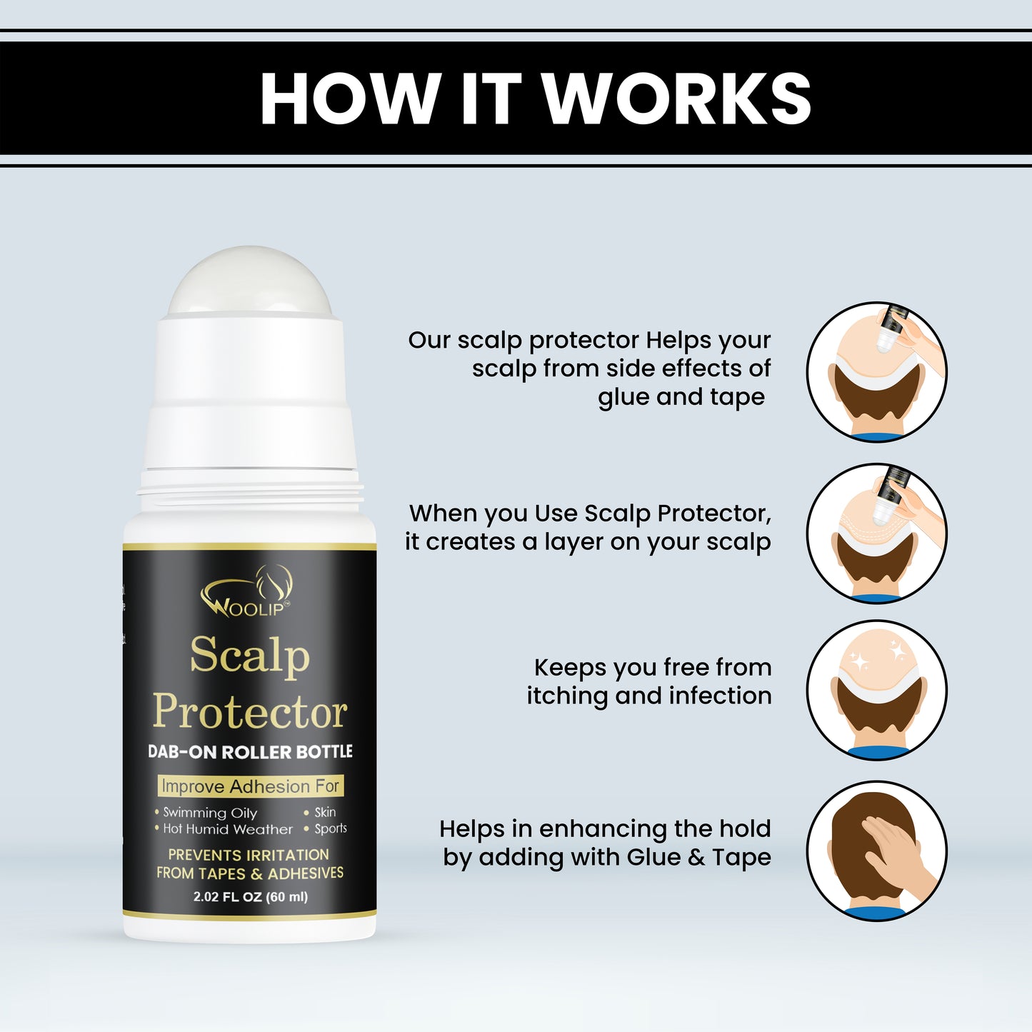 Woolip Scalp Protector Spray Prevents Irritation From Tape & Adhesive for Hair Wig & Patches (1 oz 60ML)