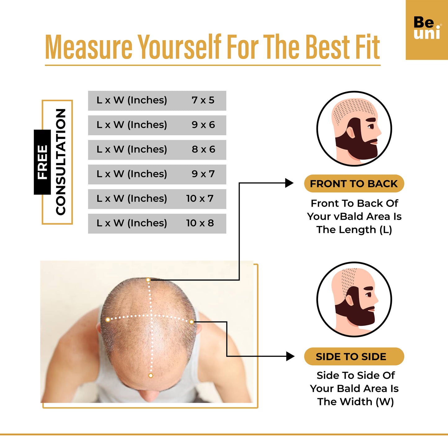 Beuni Silk Base Hair Patch for men Skin Base 100% natural human hair Premium Hair Patch For Men (Natural Black)