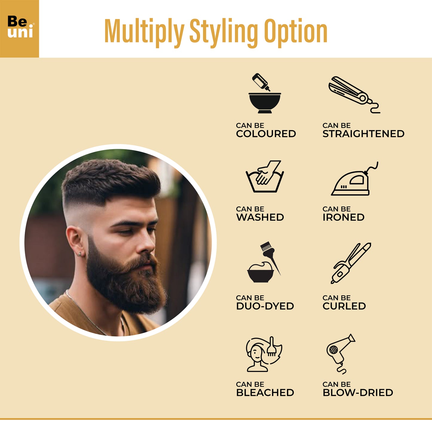 Beuni Silk Base Hair Patch for men Skin Base 100% natural human hair Premium Hair Patch For Men (Natural Black)