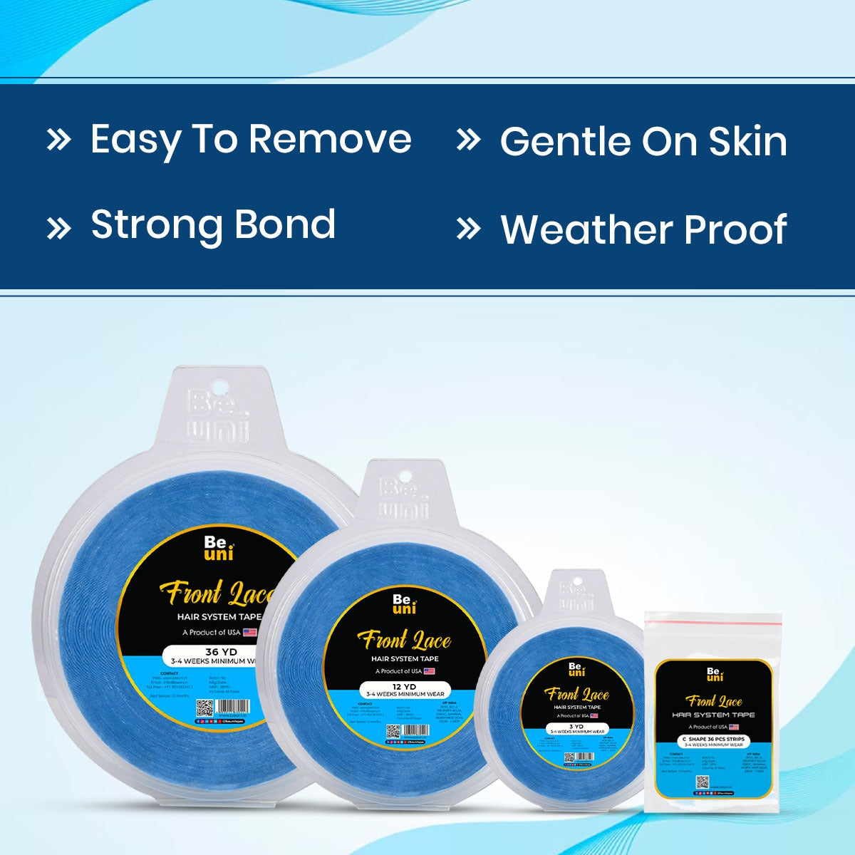 Premium Front Lace Transparent Tape For Wigs & Extensions(1″ x 3 YD)