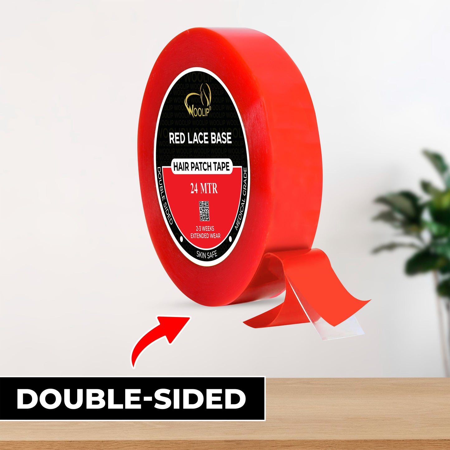 Woolip Transparent Hair Double sided Patch & Hair Toupee Red Tape (24 Meter)