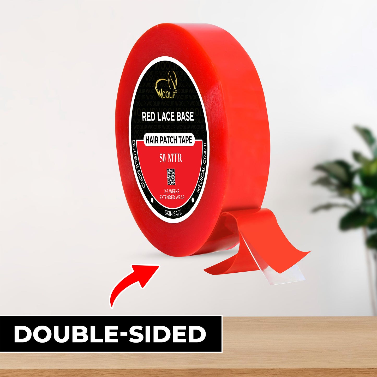 Woolip Transparent Double Sided Red Tape For Hair Patch & Toupee (50 Meter)