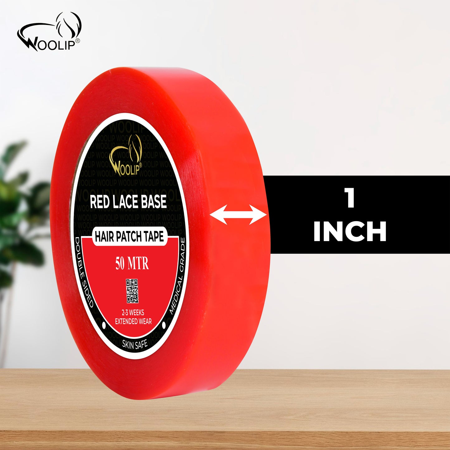 Woolip Transparent Double Sided Red Tape For Hair Patch & Toupee (50 Meter)