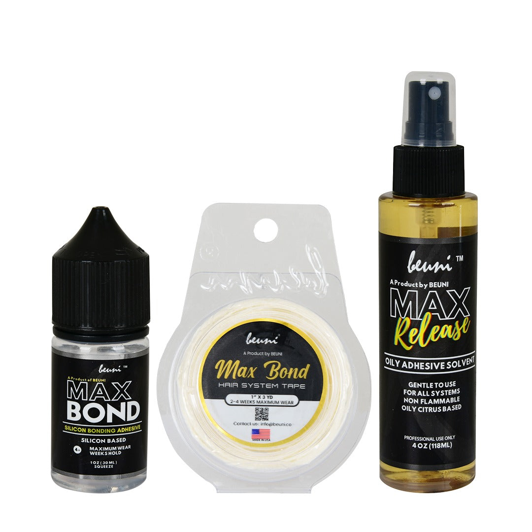 Max Bond Hair Wig Adhesive (30Ml) + Max Bond Double side Tape (3yd) + Max Release Remover (118ml)- 3 product combo