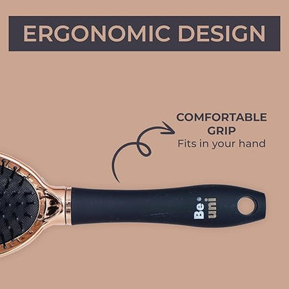 (Oval Cushion Golden) Beuni Professional Perfect Hair Brush for Men, Women, and Kids, Detangler for All Hair Types with Soft Bristles