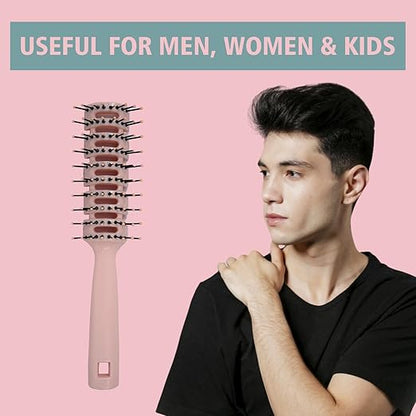 (Vent Peach) Beuni Professional Perfect Hair Brush for Men, Women and Kids, Detangler for All Hair Types with Soft Bristles