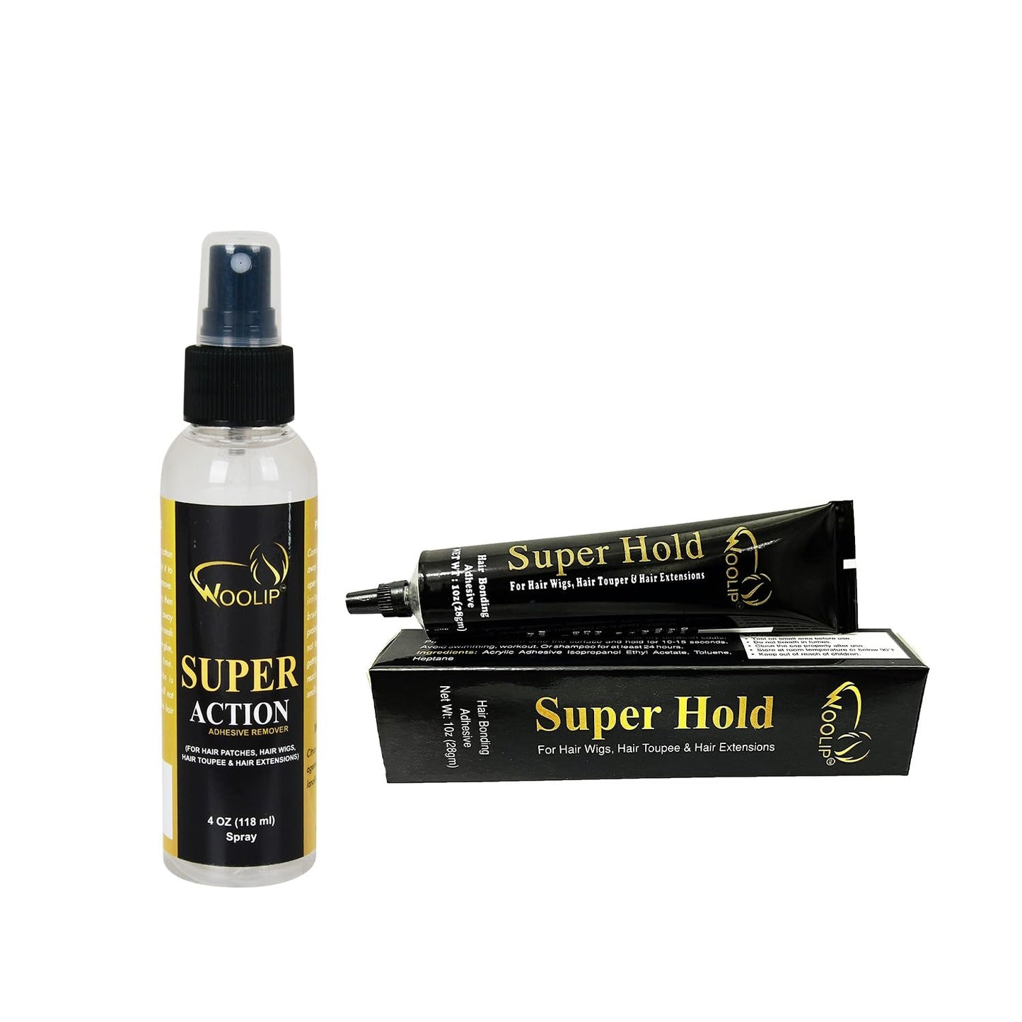 Woolip Super Hold & Woolip Super Action Adhesive Remover- Combo