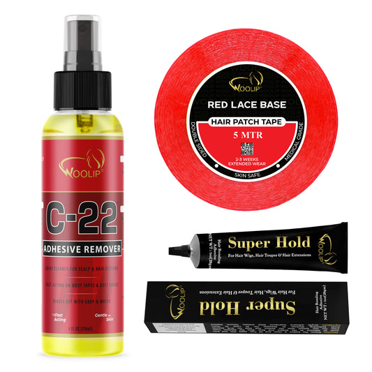 C-22 Fast Remover(118ml) + Super Hold strong Adhesive(28g) + Strong Red Tape(5m)- 3 Combo Pack