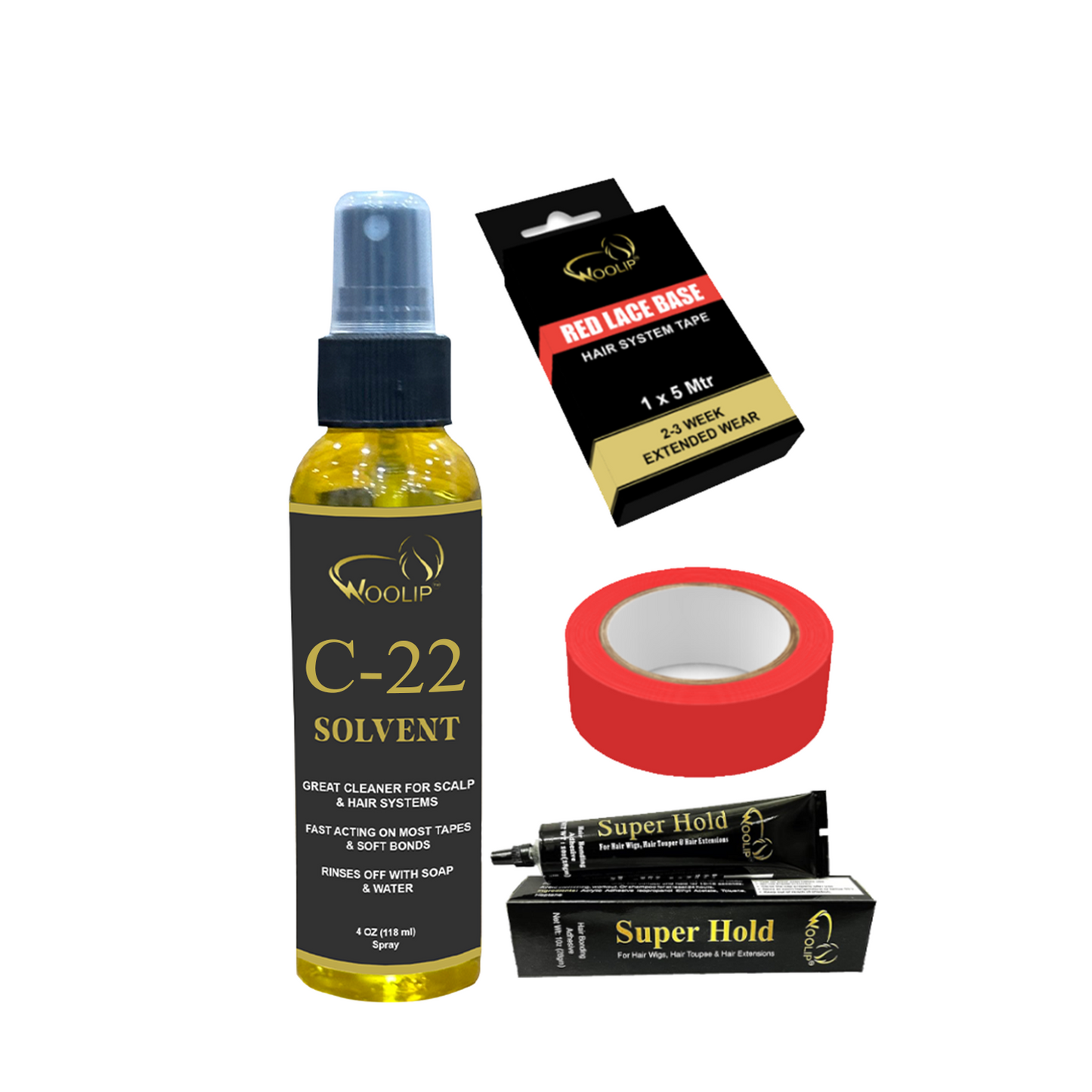 C-22 Fast Remover(118ml) + Super Hold strong Adhesive(28g) + Strong Red Tape(5m)- 3 Combo Pack