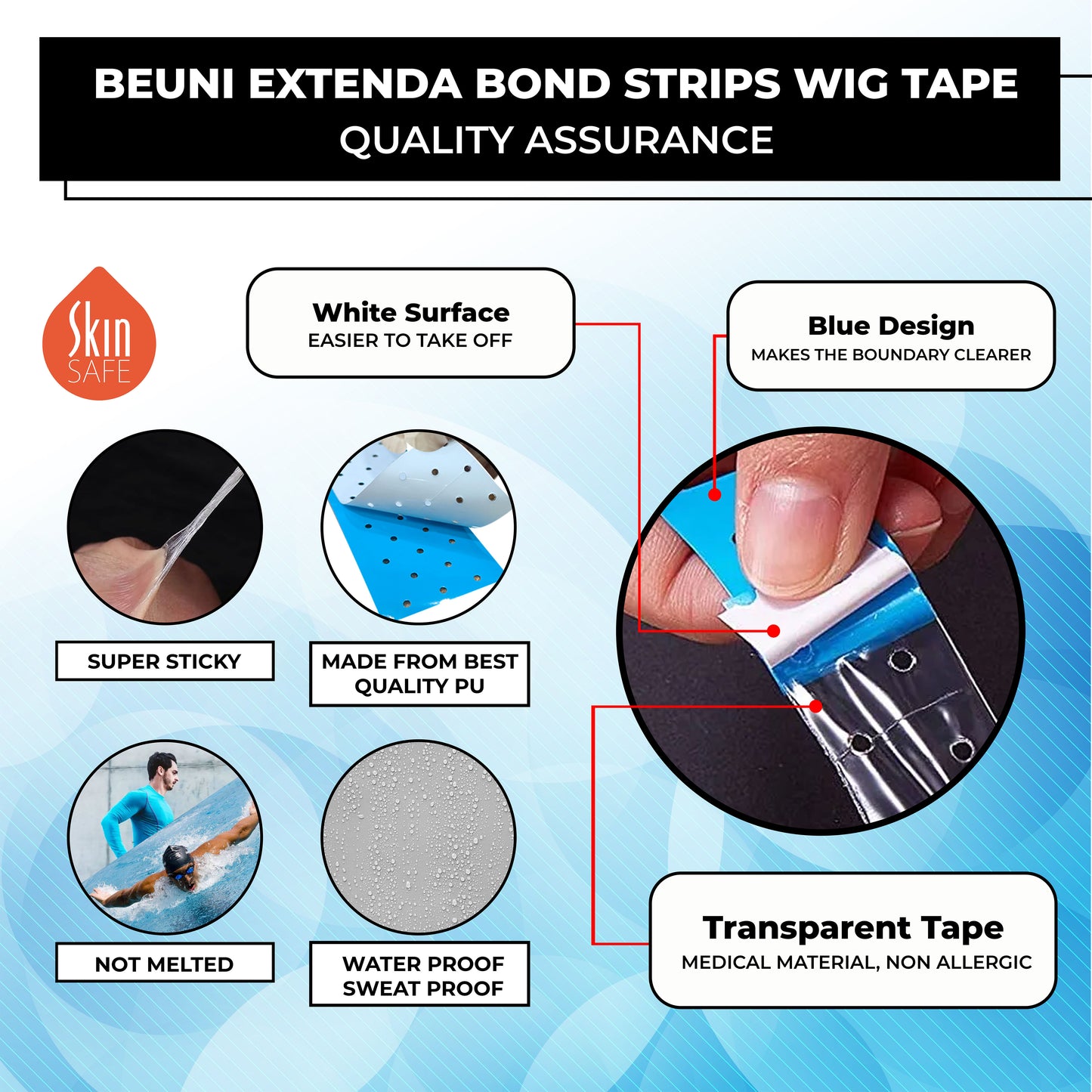 Woolip Extenda Bond Plus Bonding Strips With Holes Size - 1 1/2" X 12" (Blue - 10Pcs)