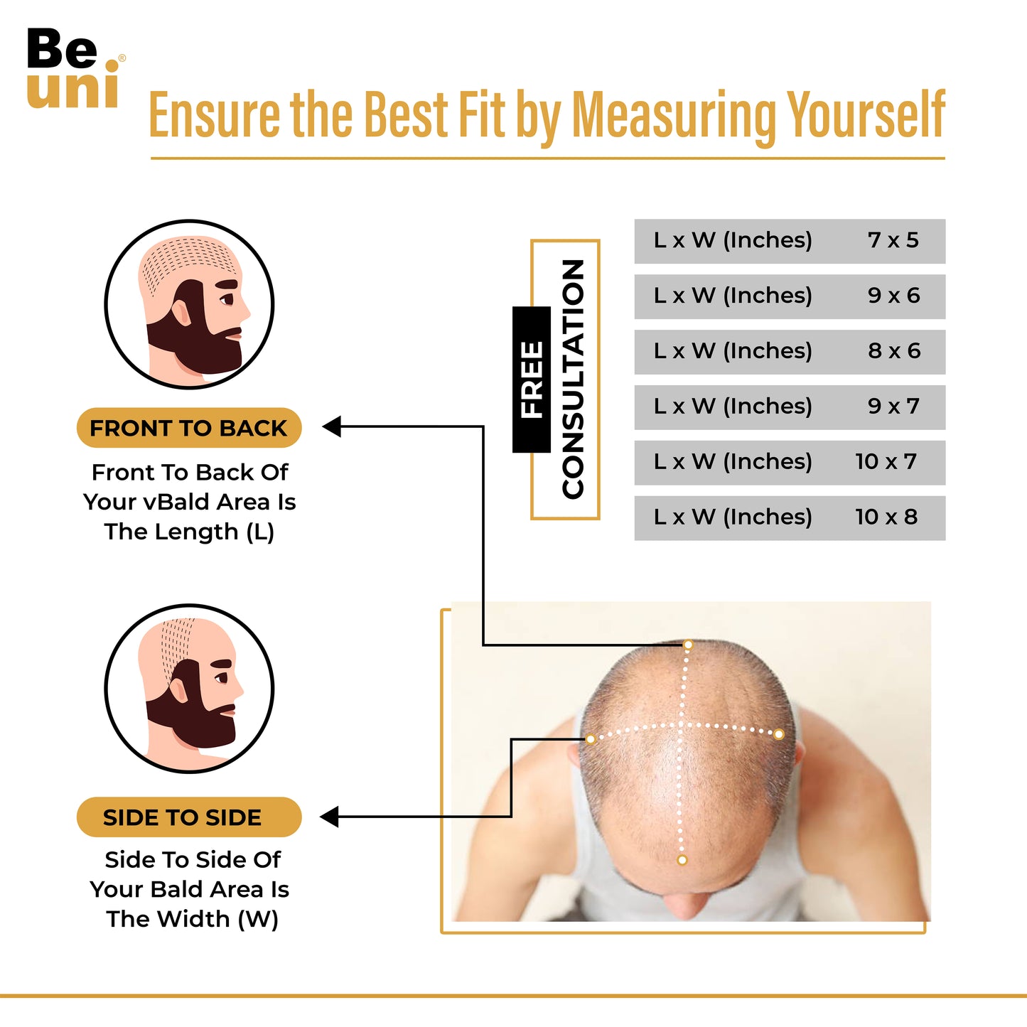 Beuni Golden Hair Miraj Hair Patch for Men-Natural Looking Slik Base Hair System/Patch/Toupee/Wig/Piece,Non Surgical Hair Replacement Solution -Black