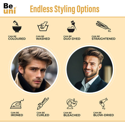 Beuni Golden Hair Miraj Hair Patch for Men-Natural Looking Slik Base Hair System/Patch/Toupee/Wig/Piece,Non Surgical Hair Replacement Solution -Black