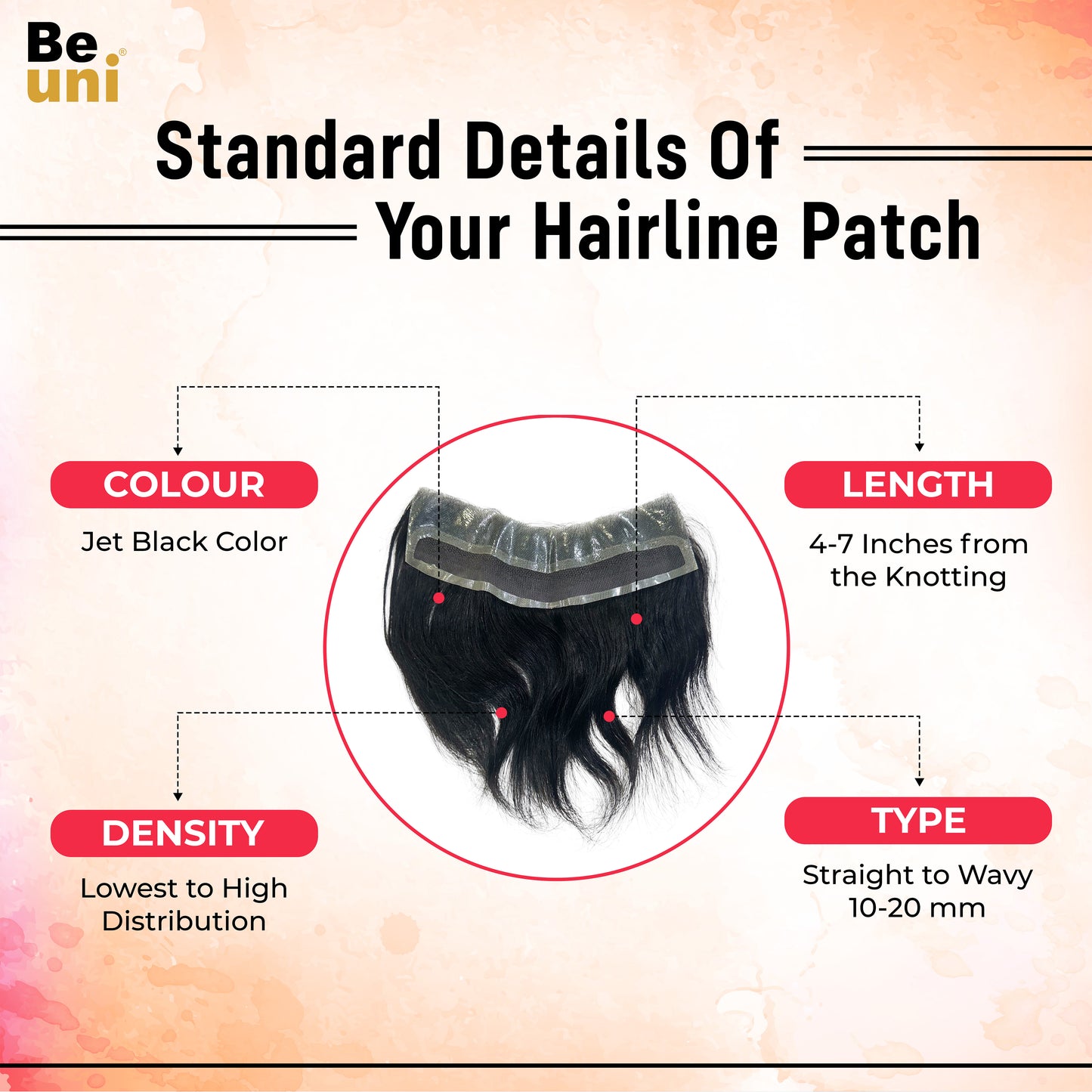 Beuni Front line double base Natural Look Customizable Natural Human Hair Patch