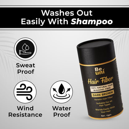 Beuni Hair Fibers for Women & Men (Dark Brown- 15 gm)