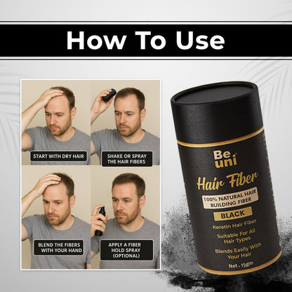 Beuni Hair Fibers for Women & Men (Black - 15Gm)