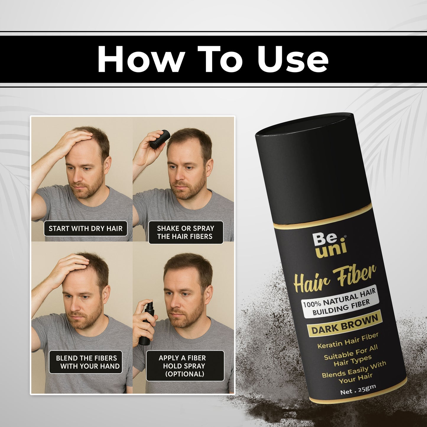 Beuni Hair Fibers for Women & Men (Dark Brown - 25Gm)