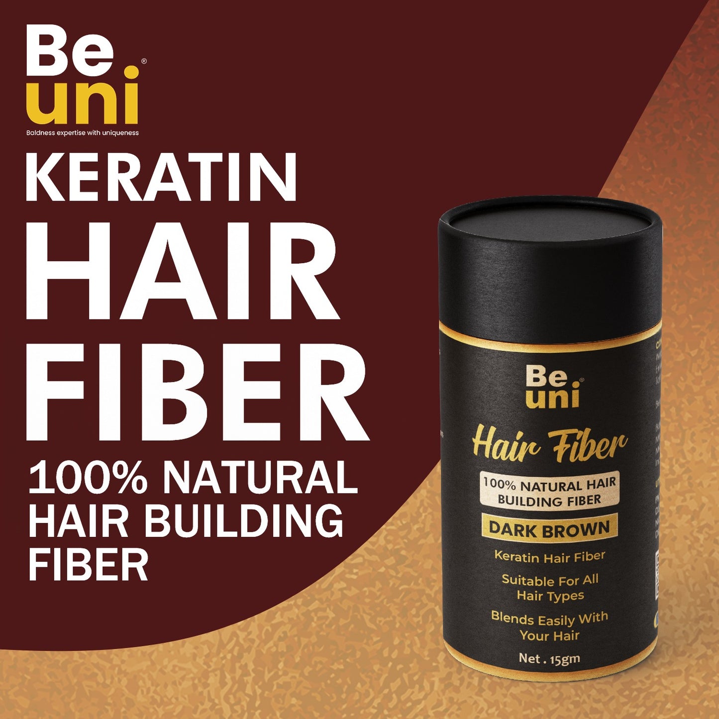 Beuni Hair Fibers for Women & Men (Dark Brown- 15 gm)