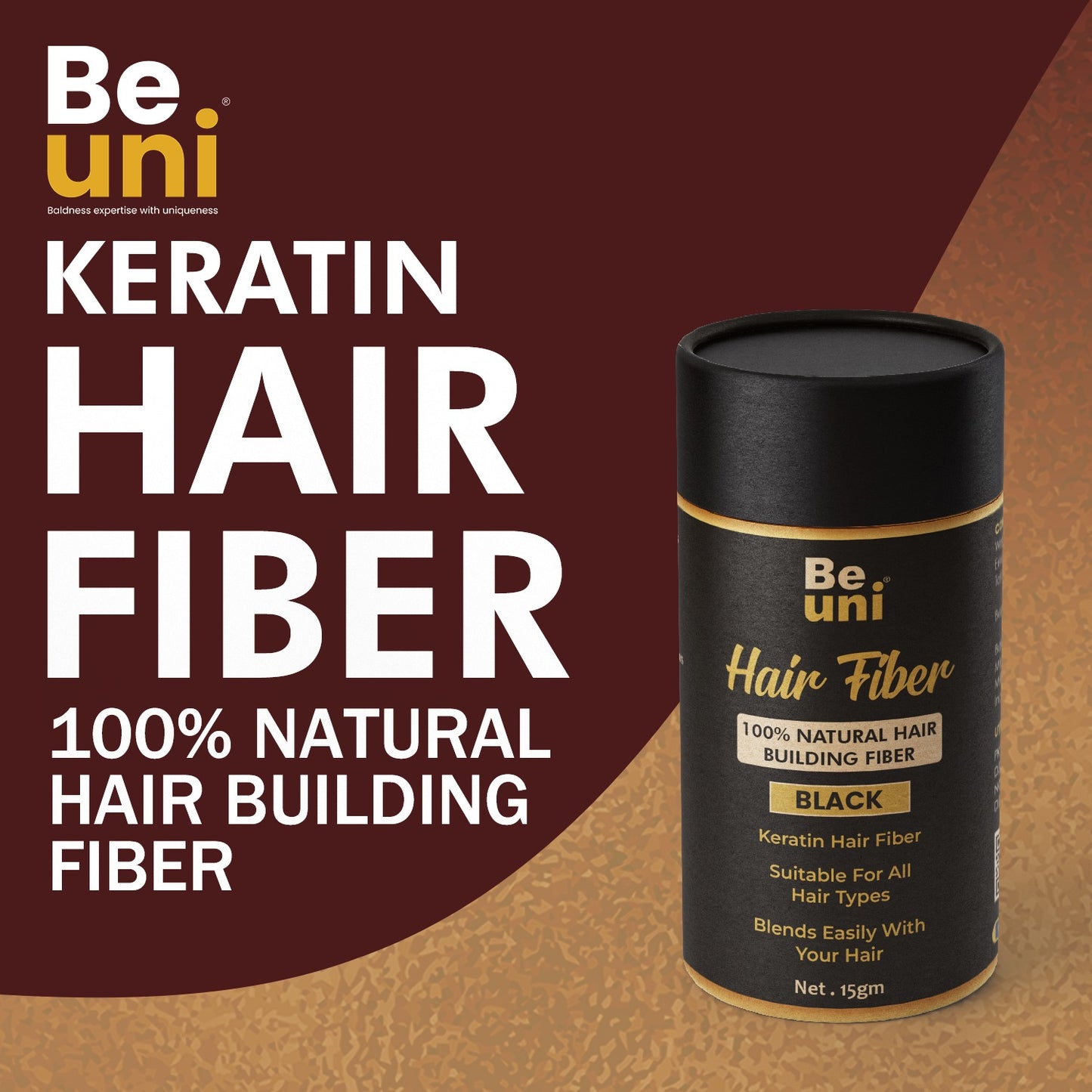 Beuni Hair Fibers for Women & Men (Black - 15Gm)