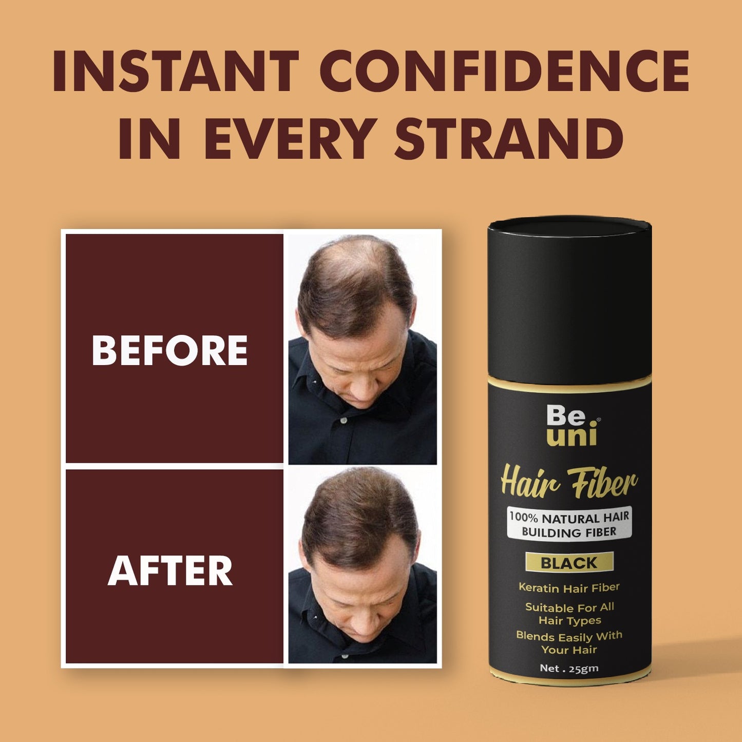 Beuni Hair Fibers for Women & Men (Dark Brown - 25Gm)