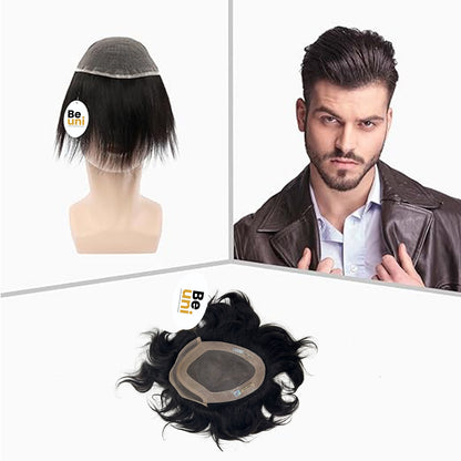 Beuni Front lace Hair patch for men | Hair wig for men | 100% natural human hair | Natural Hairline| Comfortable Lace Base | Black