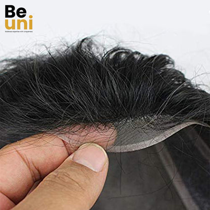 Beuni Front lace Hair patch for men | Hair wig for men | 100% natural human hair | Natural Hairline| Comfortable Lace Base | Black