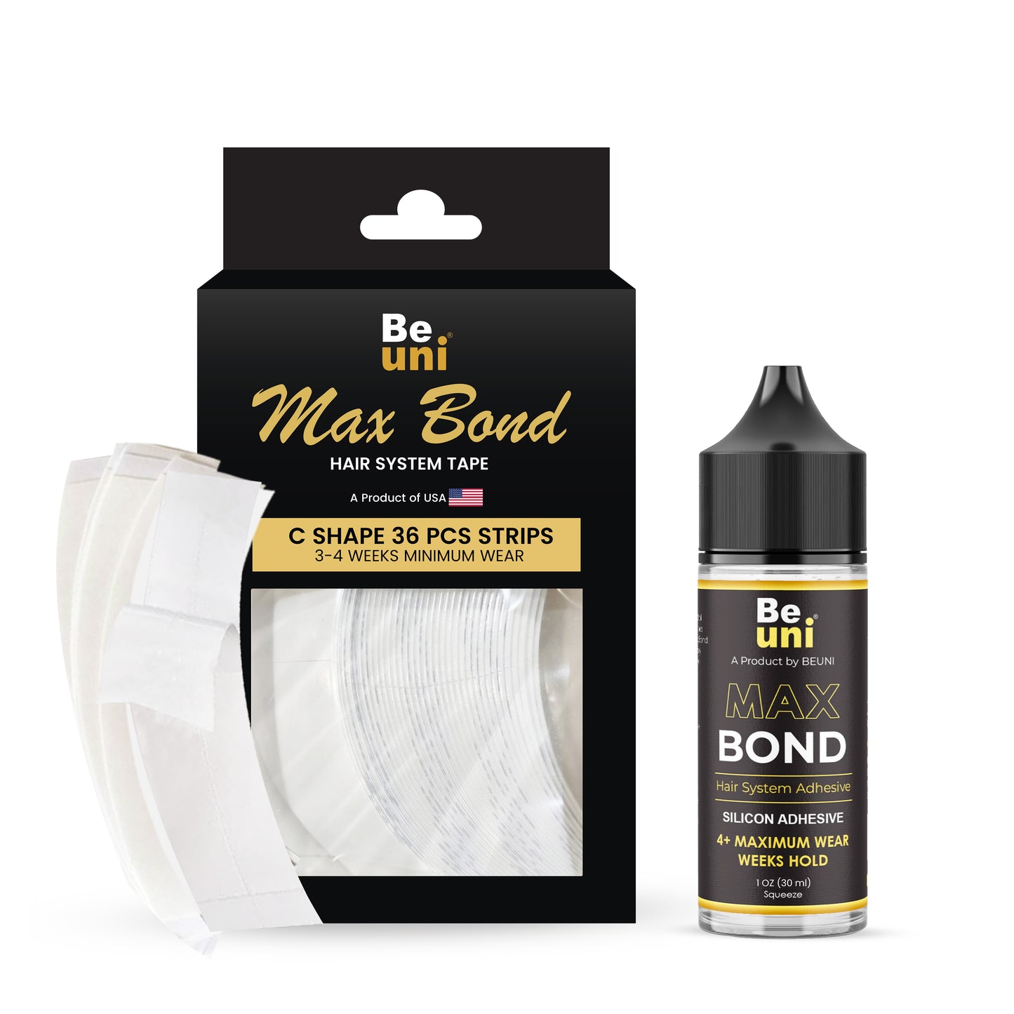 Beuni Max Bond Wig Glue(Pack of 1 (30 ML)) & Max Bond Ultra Hold Waterproof Tape 36pcs Strips- Combo