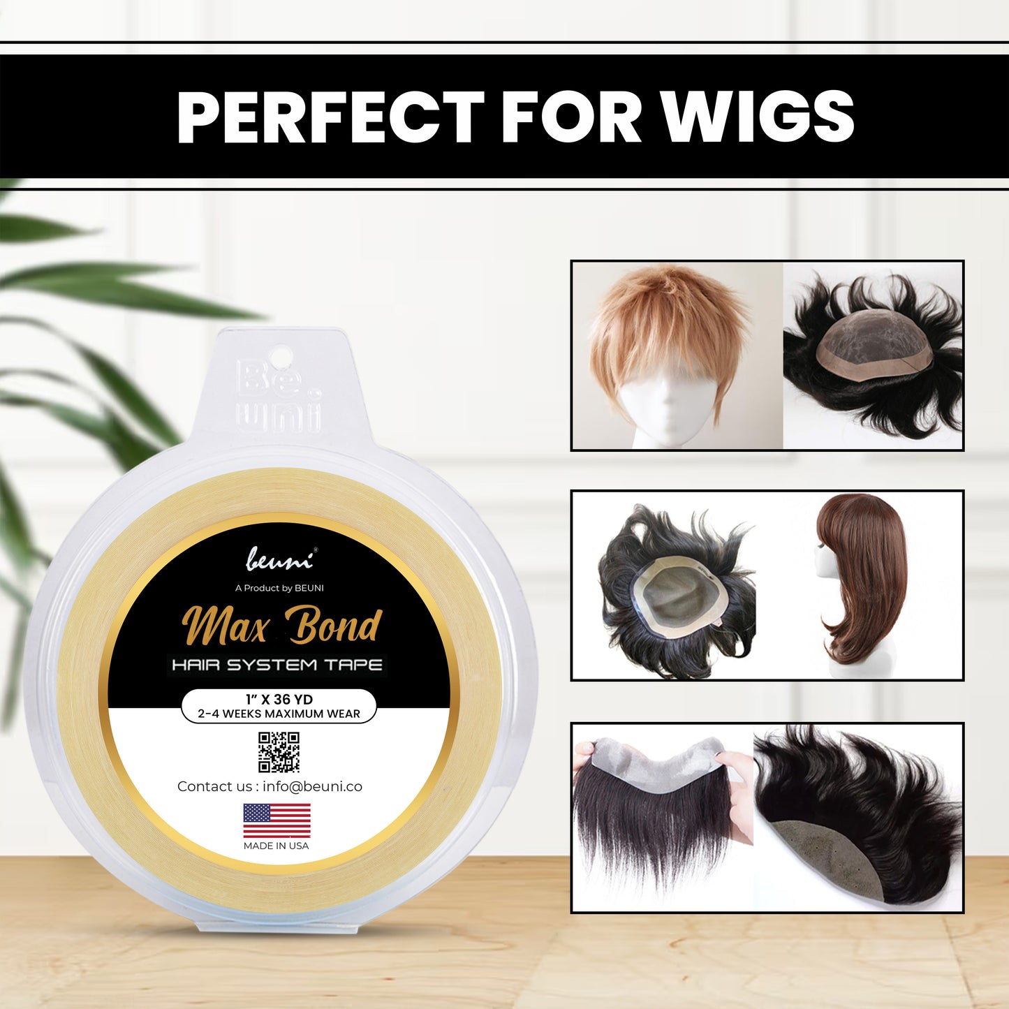 Premium Max Bond Double Sided Transparent Ultra Hold Tape for Wigs & Extensions (1″ x 36 YD)