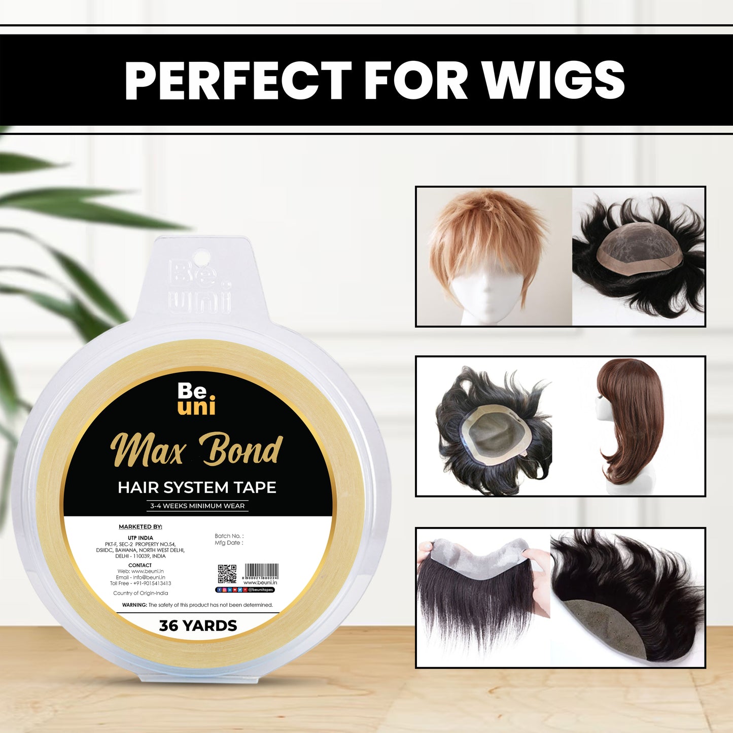 Premium Max Bond Double Sided Transparent Ultra Hold Tape for Wigs & Extensions (1″ x 36 YD)
