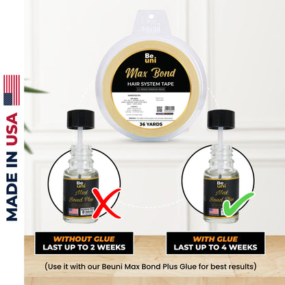 Premium Max Bond Double Sided Transparent Ultra Hold Tape for Wigs & Extensions (1″ x 36 YD)