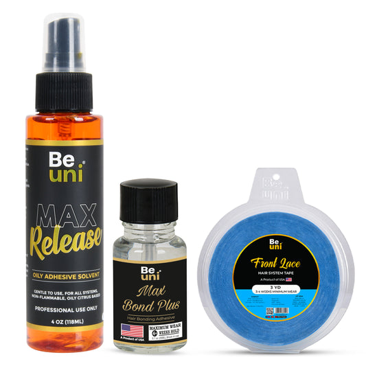 Max Release Remover (118ml) + Front Lace Tape (1'' x 3yd) +  Max Bond Plus Strong Glue (20ml)- 3 product combo