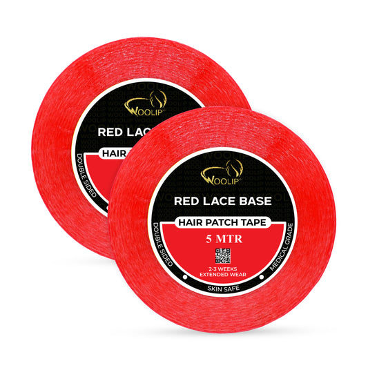 Woolip Transparent Double Sided Red Hair wig Tape | Ultra Super Strong Hold |  Waterproof (5 Meter)- Pack of 2 combo