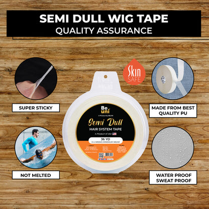 Premium Semi Dull Double Sided Transparent No Shine Hair Extension Tape | Hair Patch Tape (1 x 36 YD)