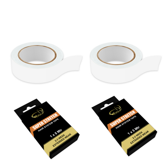 Woolip Super Stretch Double sided No shine Hair Patch Waterproof Tape Unisex (5 Meter)- Pack of 2 combo