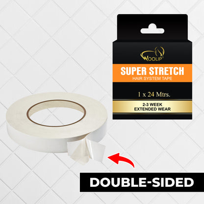 Woolip Super Stretch Double sided No shine Hair Patch Ultra Hold Tape (24 Meter)