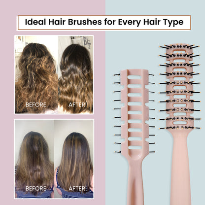 (Vent Peach) Beuni Professional Perfect Hair Brush for Men, Women and Kids, Detangler for All Hair Types with Soft Bristles