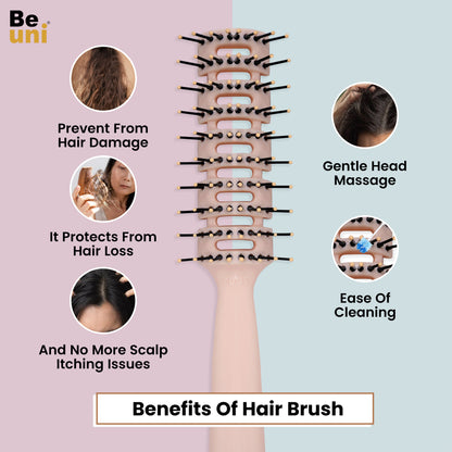 (Vent Peach) Beuni Professional Perfect Hair Brush for Men, Women and Kids, Detangler for All Hair Types with Soft Bristles