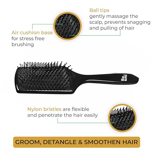 Beuni Premium Paddle Hair Brush for Men & Women | Comb Brush Black (Pack of 1)